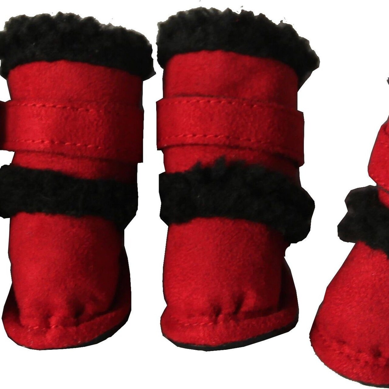 Edge Collections - Small - Red & Black - Duggz Shearling Pet Shoes - 1 Piece